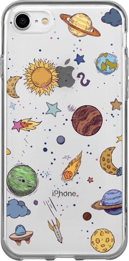 İphone 8 Gezegenler Şeffaf Telefon Kılıfı