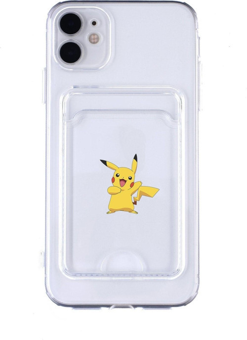 Iphone 11 Uyumlu Pikaçu Desenli Şeffaf Kamera Korumalı Ve Kartlıklı Telefon Kılıfı