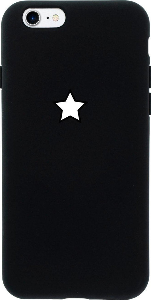 İphone 7 Beyaz Tek Yıldız Tasarımlı Siyah Telefon Kılıfı