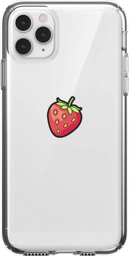 Iphone 11 Pro Çilek Desenli Şeffaf Telefon Kılıfı