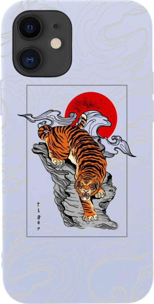 İphone 12 Tiger Tasarımlı Lila Telefon Kılıfı