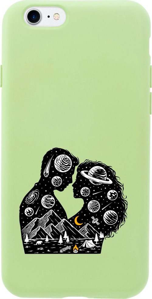 İphone Se Romantic Illustration Tasarımlı Yeşil Telefon Kılıfı