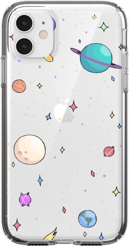 Iphone 11 Gezegenler Desenli Premium Silikonlu Şeffaf Kılıf