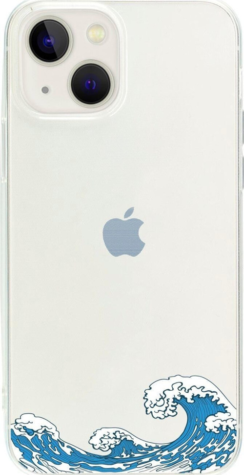 İphone 15 Wave Vector Desenli Şeffaf Telefon Kılıfı