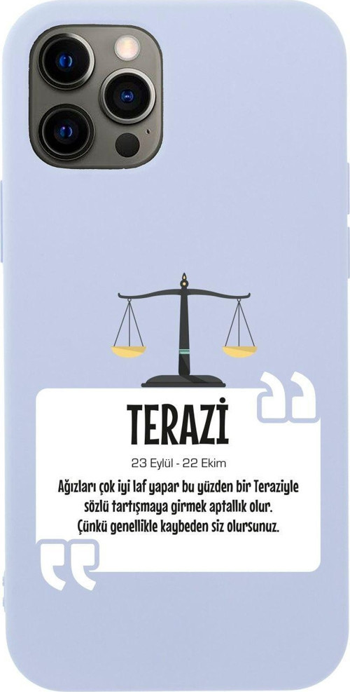 Iphone 12 Pro Max Terazi Burcu Tasarımlı Lila Telefon Kılıfı