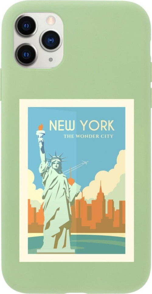 Iphone 11 Pro Max New York Tasarımlı Yeşil Telefon Kılıfı