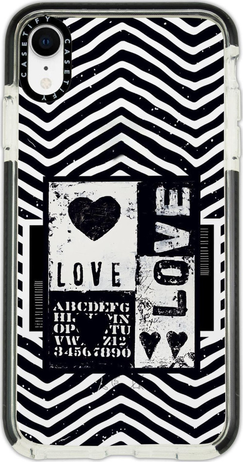 İphone Xr Casetify Black Love Desenli Anti Shock Premium Silikonlu Siyah Kenar Detaylı Telefon Kılıf