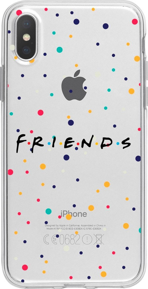 İphone X Friends Desenli Şeffaf Telefon Kılıfı