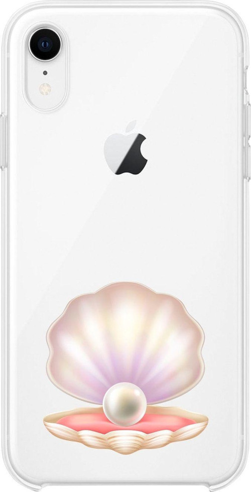 İphone Xr Incili Deniz Kabuğu Desenli Şeffaf Telefon Kılıfı