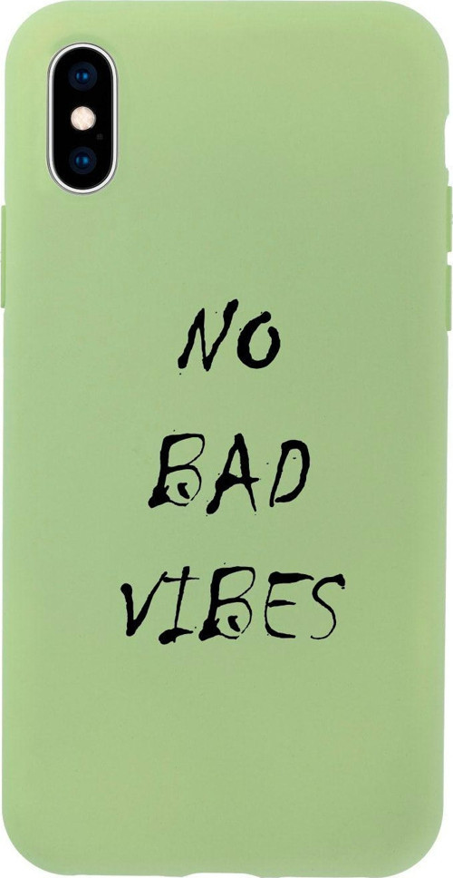 İphone X No Bad Vibes Tasarımlı Yeşil Telefon Kılıfı