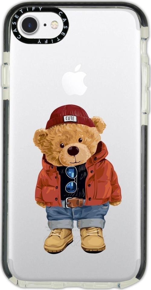 İphone 6 Casetify Teddy Bear Desenli Anti Shock Premium Silikonlu Siyah Kenar Detaylı Telefon Kılıfı