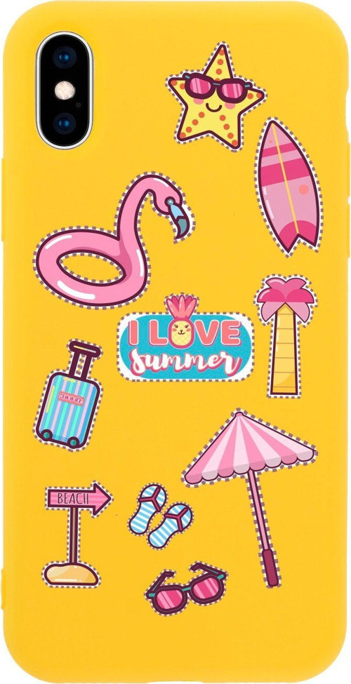 İphone Xs Love Summer Tasarımlı Sarı Telefon Kılıfı