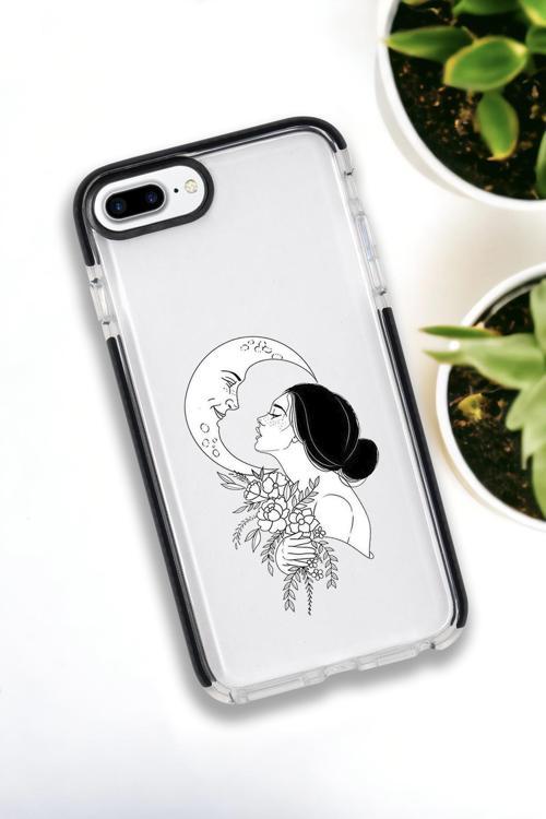 İphone 8 Plus - 7 Plus Uyumlu Moon And Women Desenli Premium Silikonlu Lansman Telefon Kılıfı