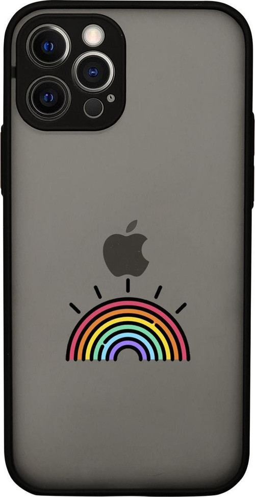İphone 12 Uyumlu Kamera Lens Korumalı Gökkuşağı Desenli Lüx Telefon Kılıfı