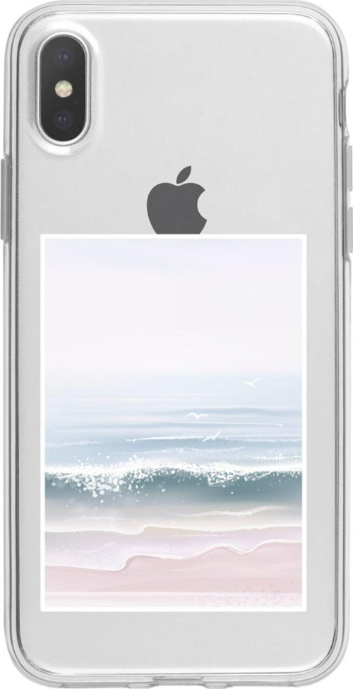 İphone X Vektörel Dalga Tasarımlı Şeffaf Telefon Kılıfı