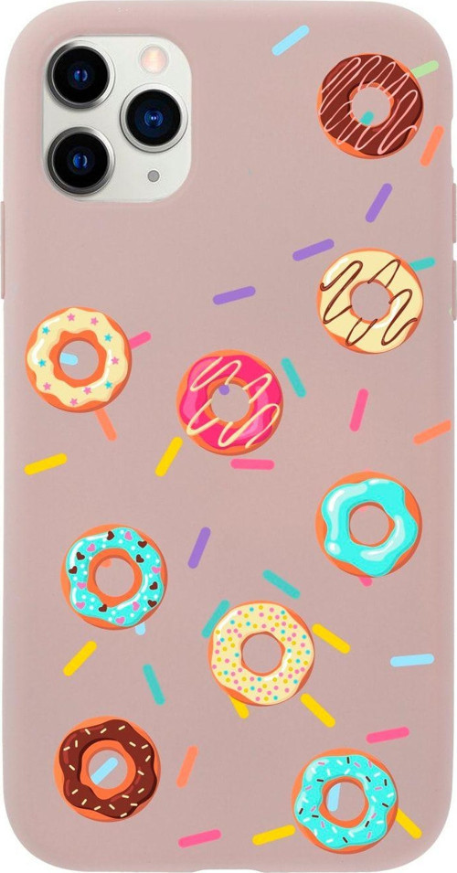 Iphone 11 Pro Donuts Tasarımlı Pembe Telefon Kılıfı