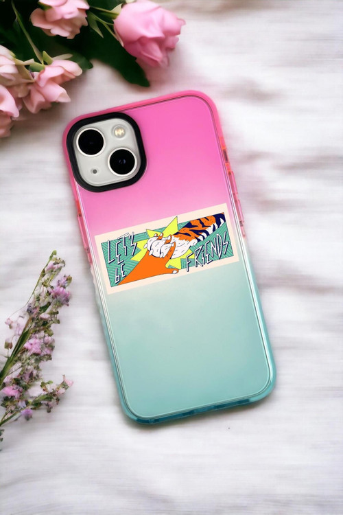 İphone 14 Plus Uyumlu Be Friend Desenli Premium Rainbow Silikonlu Telefon Kılıfı