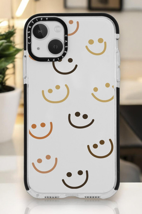 İphone 15 Plus Uyumlu Smile Desenli Casetify Darbe Emci Silikonlu Telefon Kılıfı
