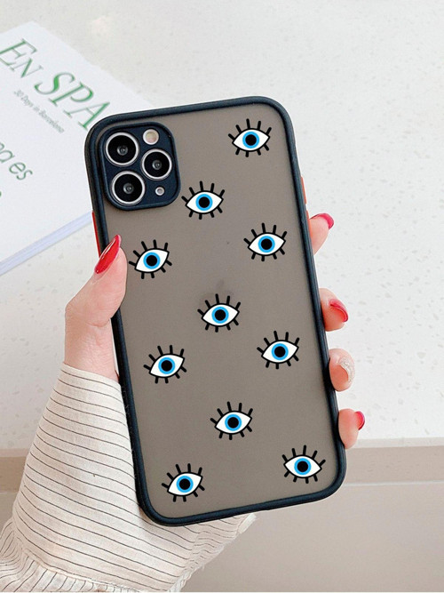 Iphone 11 Pro Max Uyumlu Siyah Kamera Lens Korumalı Nazar Gözler Desenli Lüx Telefon Kılıfı