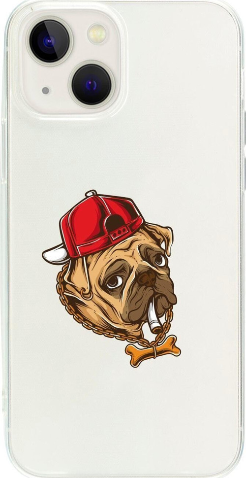 İphone 15 Efkarlı Pug Desenli Şeffaf Telefon Kılıfı