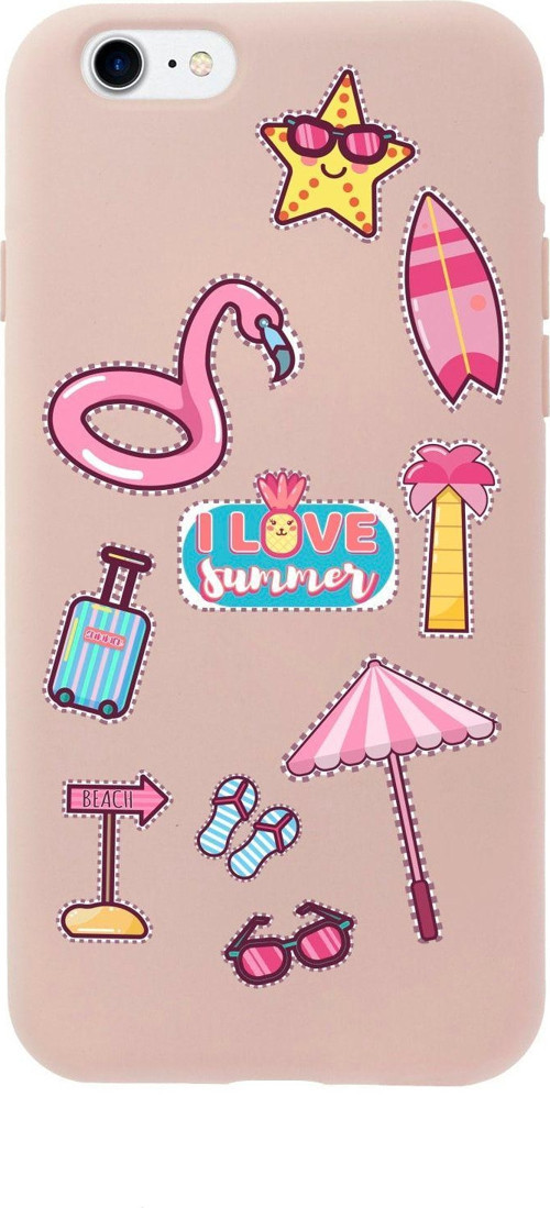 İphone 7 Love Summer Tasarımlı Pembe Telefon Kılıfı