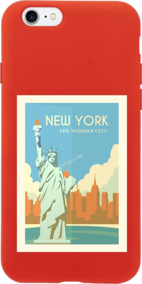 İphone 8 New York Tasarımlı Kırmızı Telefon Kılıfı