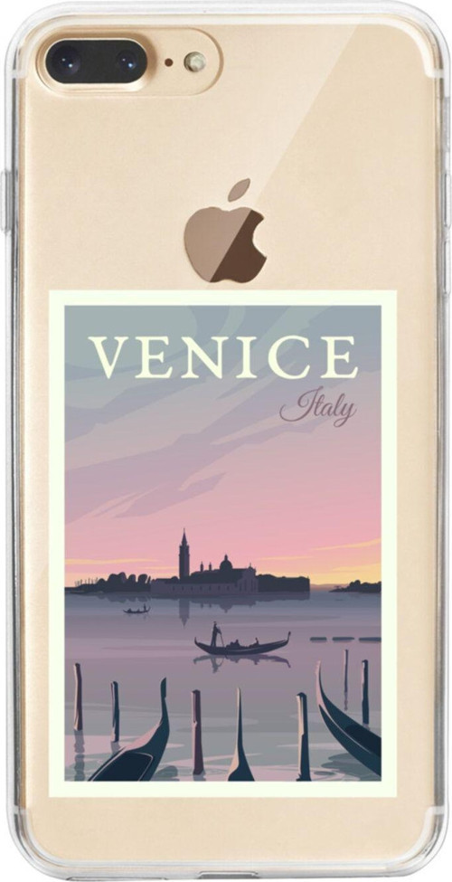İphone 8 Plus Venice Italy Tasarımlı Şeffaf Telefon Kılıfı