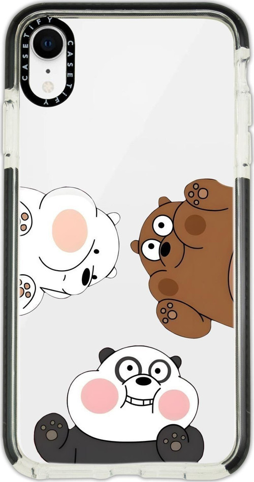 İphone Xr Uyumlu Casetify Cute Animals Desenli Anti Shock Premium Silikonlu Siyah Kenar Detaylı Tele