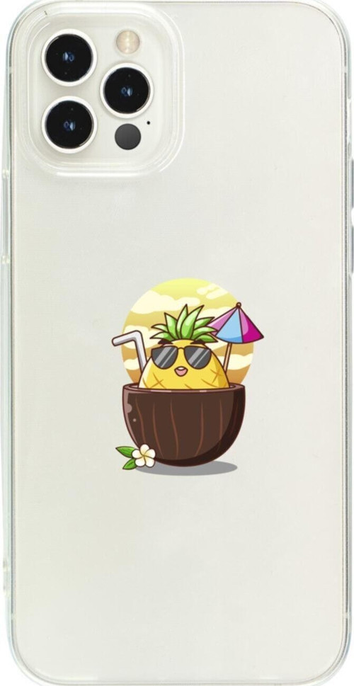 İphone 15 Pro Mx Güneşlenen Ananas Şeffaf Telefon Kılıfı