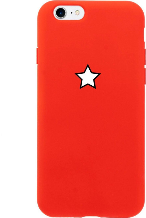 İphone 7 Beyaz Tek Yıldız Tasarımlı Kırmızı Telefon Kılıfı