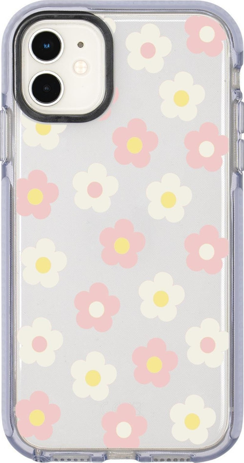 İphone 11 Uyumlu Minik Çiçekler Desenli Candy Bumper Silikonlu Telefon Kılıfı