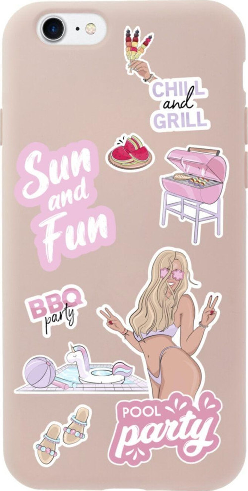 İphone Se Pool Party Tasarımlı Pembe Telefon Kılıfı