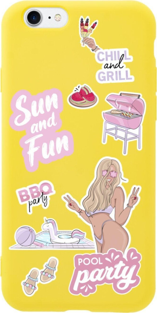 İphone Se Pool Party Tasarımlı Sarı Telefon Kılıfı