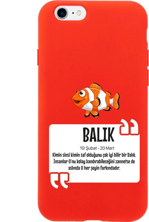 İphone Se Balık Burcu Tasarımlı Kırmızı Telefon Kılıfı
