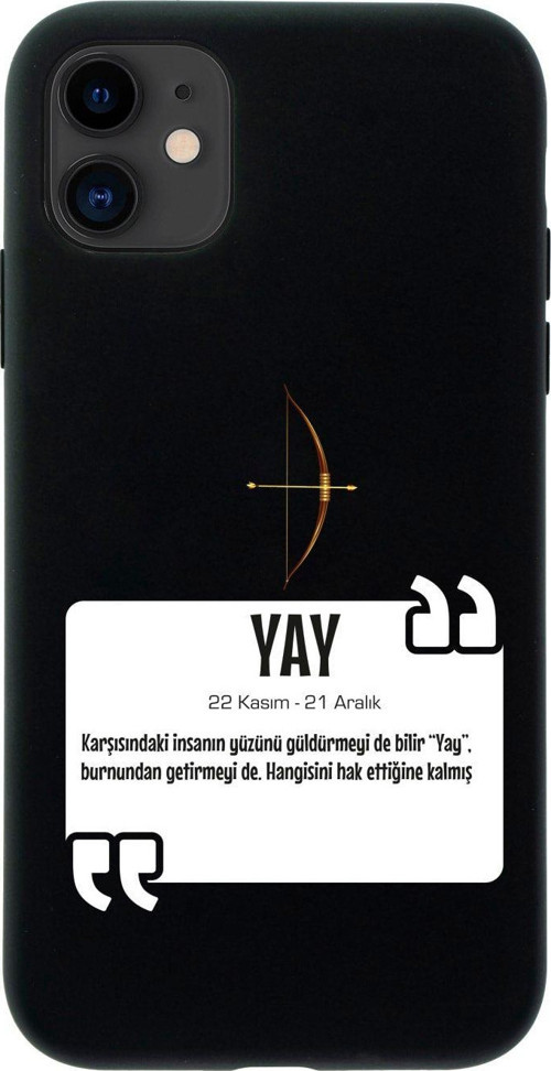 İphone 12 Yay Burcu Tasarımlı Siyah Telefon Kılıfı