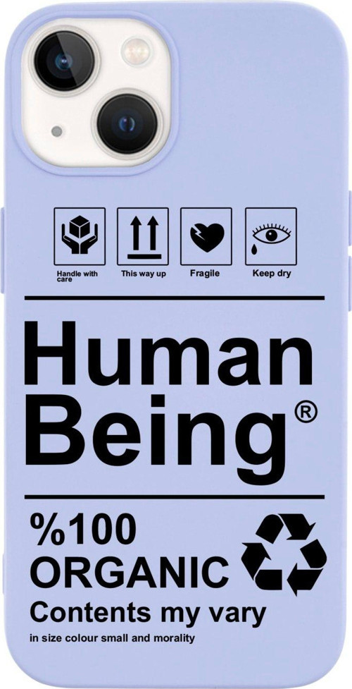 İphone 14 Human Beign Desenli Lansman Lila Telefon Kılıfı