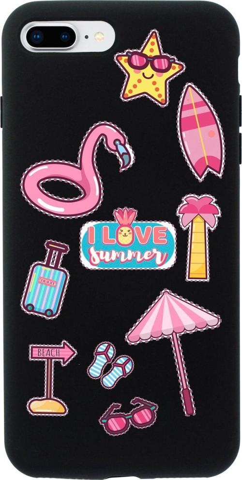 İphone 7 Plus Love Summer Tasarımlı Siyah Telefon Kılıfı