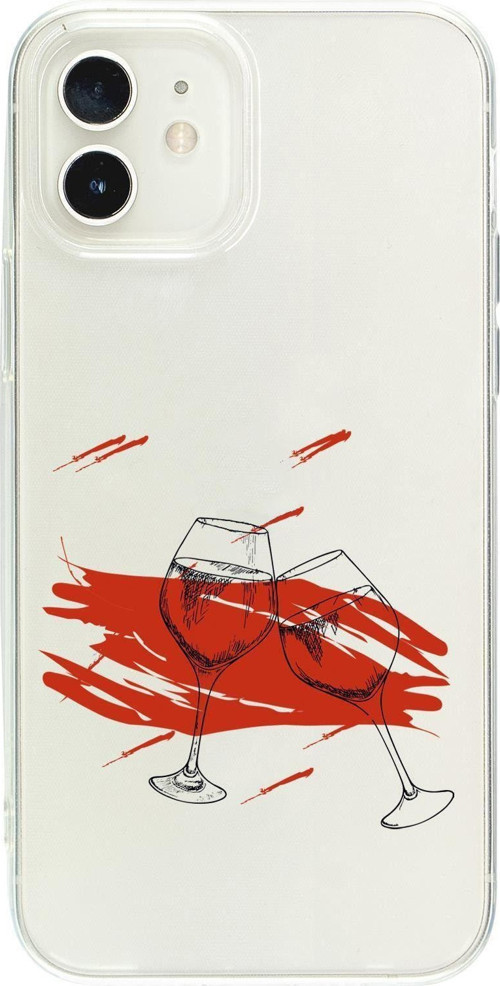 İphone 12 Spilled Wine Premium Şeffaf Silikon Kılıf