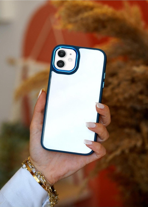 İphone 11 Uyumlu Renkli Nikelaj Krom Kamera Yükseltili Şeffaf Telefon Kılıfı