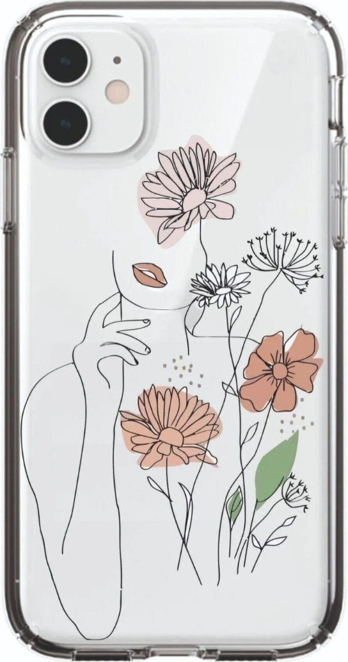 Iphone 11 Kamera Korumalı Şeffaf World Art Woman Flowers Baskı Desenli Kılıf