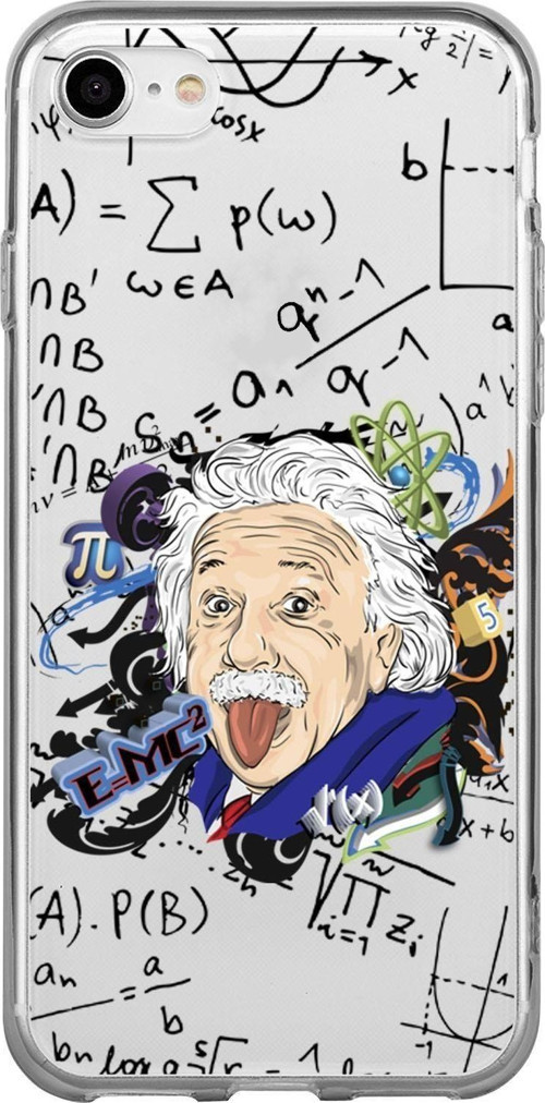 İphone 7 Uyumlu Einstein In Formula Desenli Premium Şeffaf Silikon Kılıf