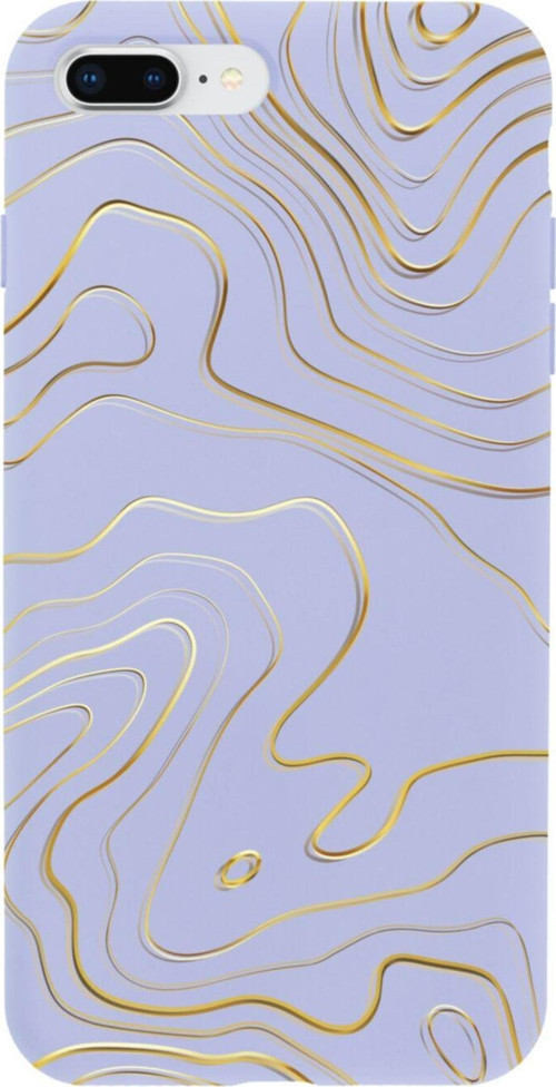 İphone 8 Plus Golden Line Tasarımlı Lila Telefon Kılıfı