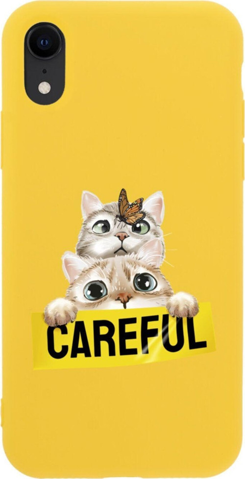 İphone Xr Careful Tasarımlı Sarı Telefon Kılıfı