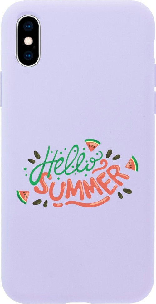 İphone X Hello Summer Tasarımlı Lila Telefon Kılıfı