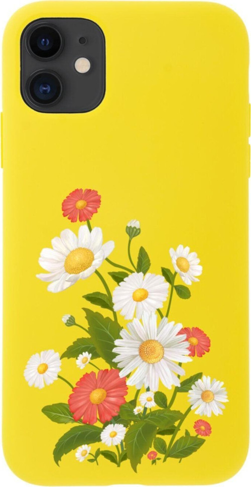 Iphone 11 Daisy Tasarımlı Sarı Telefon Kılıfı