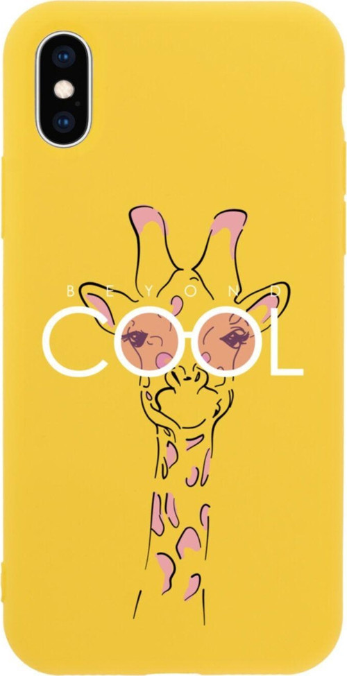 İphone X Giraffe Cool Tasarımlı Sarı Telefon Kılıfı