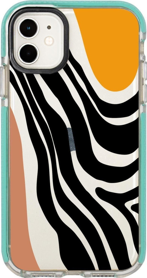İphone 12 Modern Art Desenli Candy Bumper Silikonlu Telefon Kılıfı