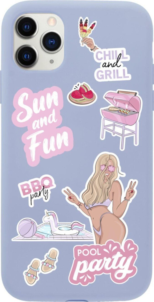 Iphone 11 Pro Pool Party Tasarımlı Lila Telefon Kılıfı