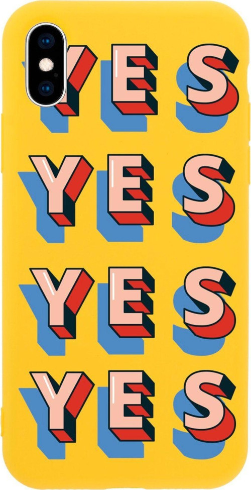 İphone X Yes Retro Tasarımlı Sarı Telefon Kılıfı