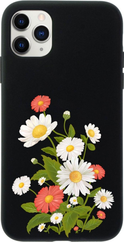Iphone 11 Pro Daisy Tasarımlı Siyah Telefon Kılıfı